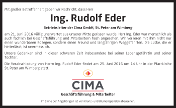 Traueranzeige von Rudolf Eder von OÖNachrichten