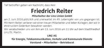 Traueranzeige von Friedrich Reiter von OÖNachrichten
