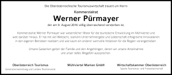 Traueranzeige von Werner Pürmayer von OÖNachrichten