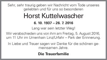Traueranzeige von Horst Kuttelwascher von OÖNachrichten