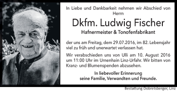 Traueranzeige von Ludwig Fischer von OÖNachrichten