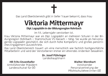 Traueranzeige von Viktoria Mittermayr von OÖNachrichten
