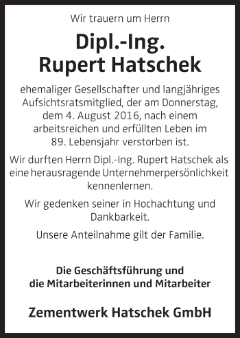 Traueranzeige von Rupert Halatschek von OÖNachrichten