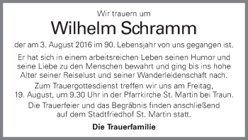 Traueranzeige von Wilhelm Schramm von OÖNachrichten