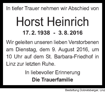 Traueranzeige von Horst Heinrich von OÖNachrichten