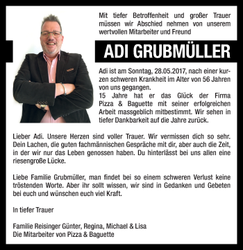 Traueranzeige von Adi Grubmüller von OÖNachrichten