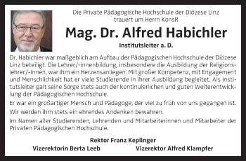 Traueranzeige von Alfred Habichler von OÖNachrichten
