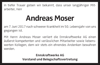 Traueranzeige von Andreas Moser von OÖNachrichten