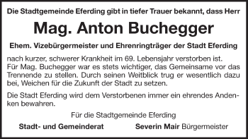 Traueranzeige von Anton Buchegger von OÖNachrichten