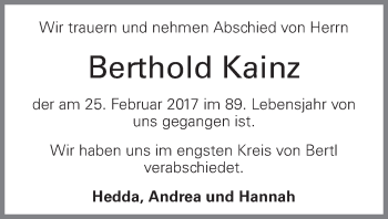 Traueranzeige von Berthold Kainz von OÖNachrichten