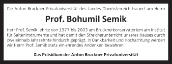 Traueranzeige von Bohumil Semik von OÖNachrichten