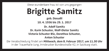 Traueranzeige von Brigitte Samitz von OÖNachrichten