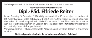 Traueranzeige von Elfriede Reiter von OÖNachrichten
