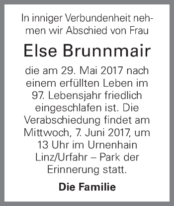 Traueranzeige von Else Brunnmair von OÖNachrichten