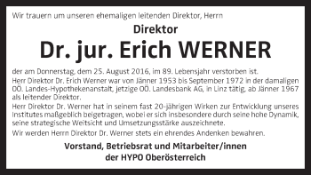 Traueranzeige von Erich Werner von OÖNachrichten