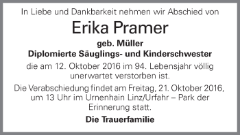 Traueranzeige von Erika Pramer von OÖNachrichten