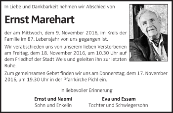 Traueranzeige von Ernst Marehart von OÖNachrichten