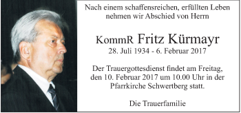 Traueranzeige von Fritz Kürmayr von OÖNachrichten