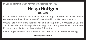 Traueranzeige von Helga Höffgen von OÖNachrichten