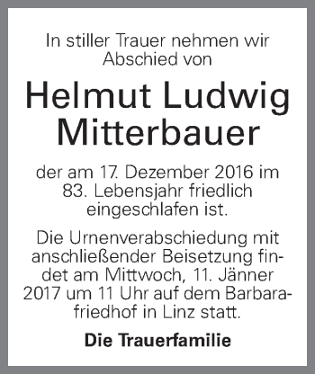 Traueranzeige von Helmut Ludwig von OÖNachrichten
