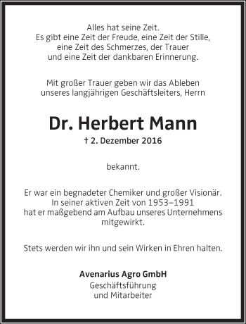 Traueranzeige von Herbert Mann von OÖNachrichten