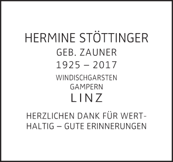Traueranzeige von Hermine Stöttinger von OÖNachrichten