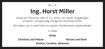 Traueranzeige von Horst Miller von OÖNachrichten