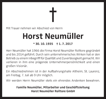 Traueranzeige von Horst Neumüller von OÖNachrichten