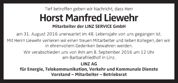 Traueranzeige von Horst Manfred Liewehr von OÖNachrichten