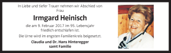 Traueranzeige von Irmgard Heinisch von OÖNachrichten