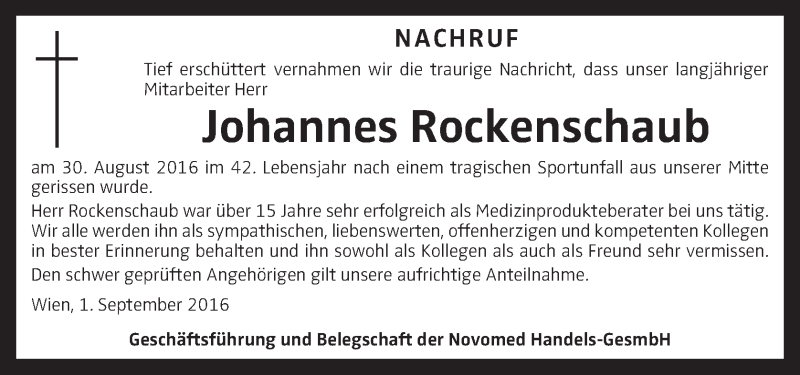  Traueranzeige für Johannes Rockenschaub vom 02.09.2016 aus OÖNachrichten