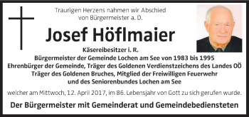 Traueranzeige von Josef Höflmaier von OÖNachrichten
