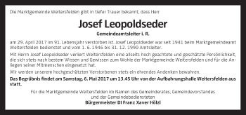Traueranzeige von Josef Leopoldseder von OÖNachrichten
