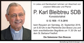 Traueranzeige von Karl Bleibtreu von OÖNachrichten