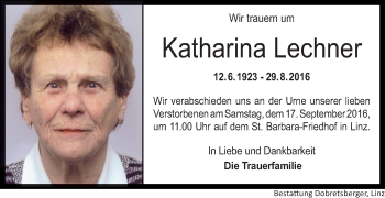 Traueranzeige von Katharina Lechner von OÖNachrichten