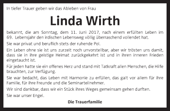 Traueranzeige von Linda Wirth von OÖNachrichten