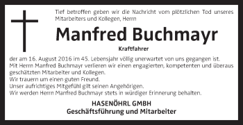 Traueranzeige von Manfred Buchmayr von OÖNachrichten