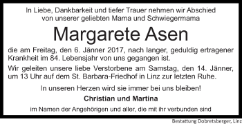 Traueranzeige von Margarete Asen von OÖNachrichten