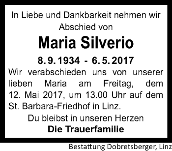 Traueranzeige von Maria Silverio von OÖNachrichten