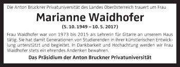 Traueranzeige von Marianne Waidhofer von OÖNachrichten