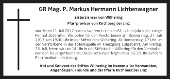 Traueranzeige von Markus Hermann Lichtenwagner von OÖNachrichten
