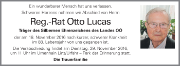 Traueranzeige von Otto Lucas von OÖNachrichten