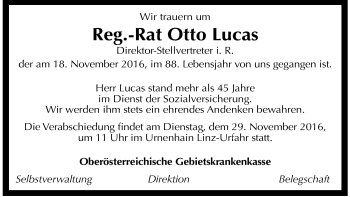 Traueranzeige von Otto Lucas von OÖNachrichten