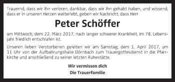 Traueranzeige von Peter Schöffer von OÖNachrichten
