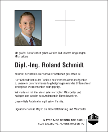 Traueranzeige von Roland Schmidt von OÖNachrichten