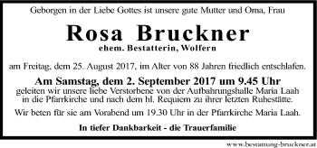 Traueranzeige von Rosa Bruckner von OÖNachrichten