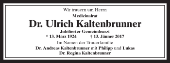 Traueranzeige von Ulrich Kaltenbrunner von OÖNachrichten