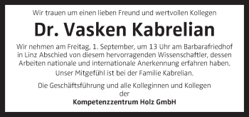 Traueranzeige von Vasken Kabrelian von OÖNachrichten