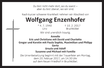 Traueranzeige von Wolfgang Enzenhofer von OÖNachrichten