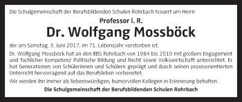 Traueranzeige von Wolfgang Mossböck von OÖNachrichten